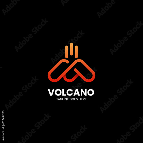 Vector Logo Illustration Volcano Gradient Line Art Style