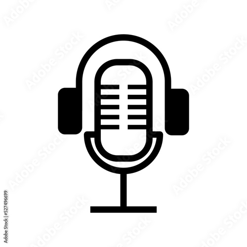 Microphone And Headphone Podcast Vector Illustration