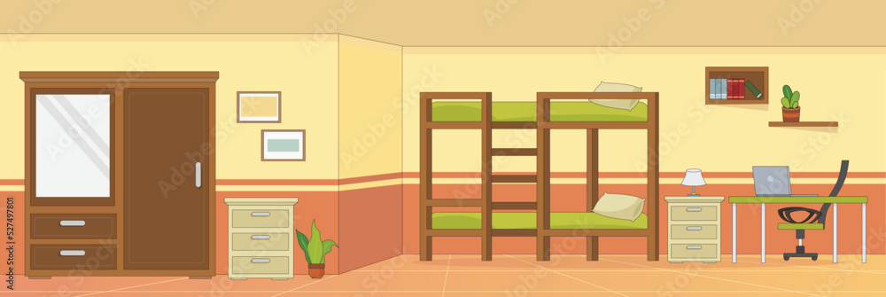 Cute and nice design of Hostel Room and interior objects vector design Cute and nice design of Hostel Room and interior objects vector design