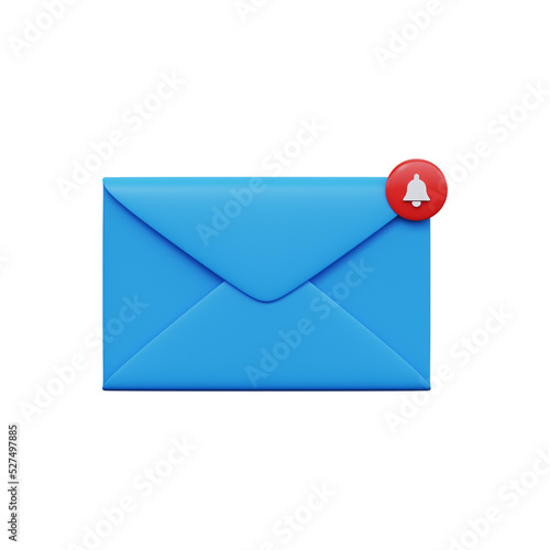 Postal envelope with notice. 3d render