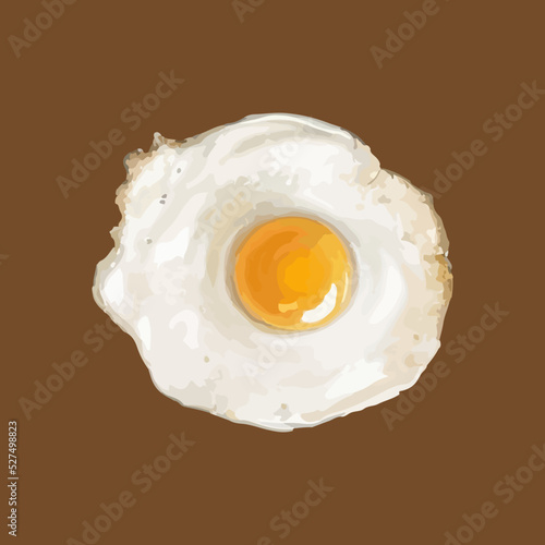 Realistic sunny side up fried egg. Watercolor vector illustration.