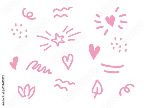 Nice doodle pattern for boy and girl. Elements wave, dot, star, Heart for children overlay set. 
Baby photo album elements. Vector illustration on isolated background.
