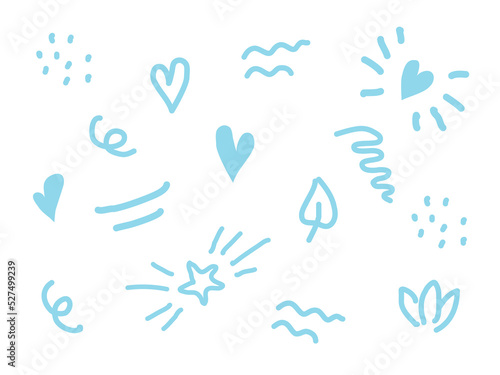 Nice doodle pattern for boy and girl. Elements wave, dot, star, Heart for children overlay set. 
Baby photo album elements. Vector illustration on isolated background.
