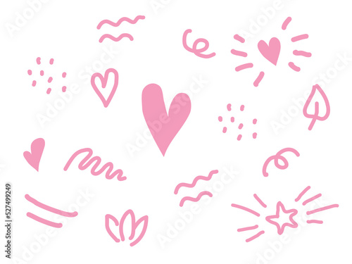 Nice doodle pattern for boy and girl. Elements wave, dot, star, Heart for children overlay set. 
Baby photo album elements. Vector illustration on isolated background.
