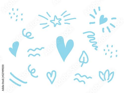Nice doodle pattern for boy and girl. Elements wave, dot, star, Heart for children overlay set. 
Baby photo album elements. Vector illustration on isolated background.
