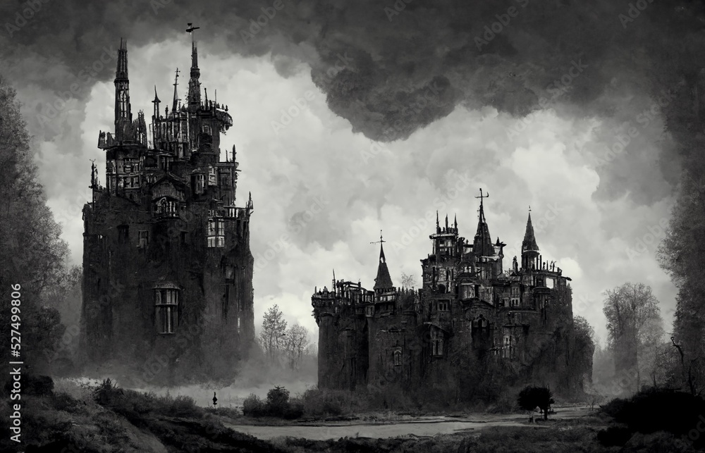 Clip art of gothic castle.