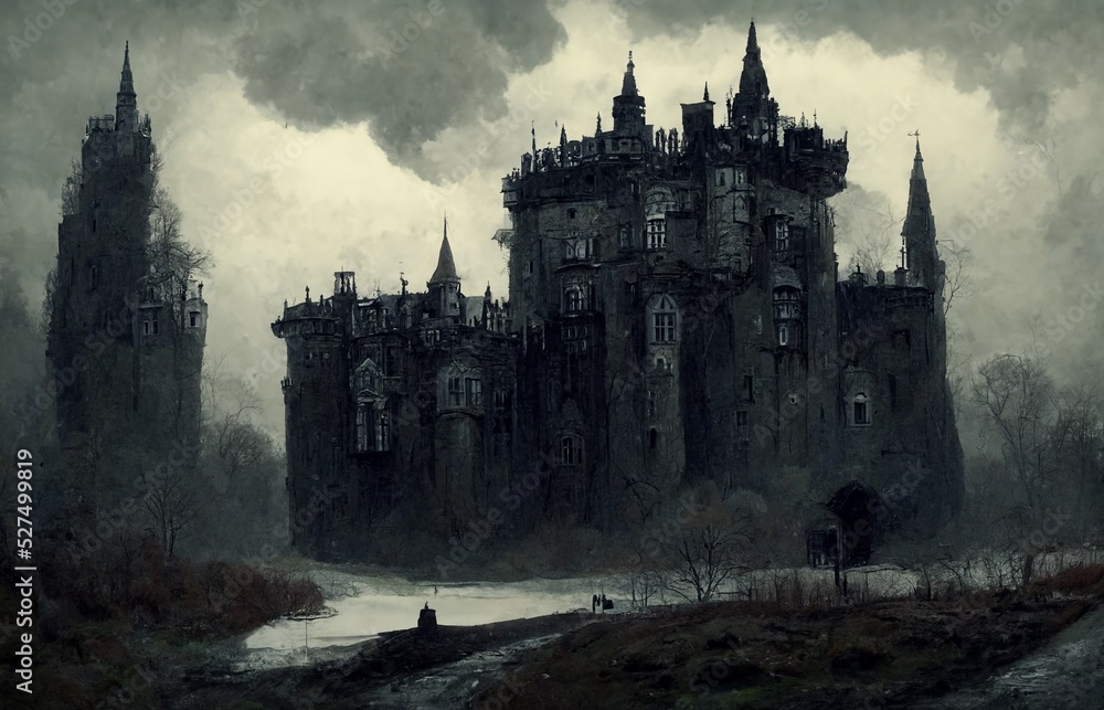 Clip art of gothic castle like in game.