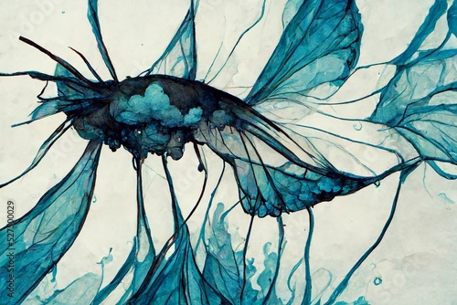Butterfly wings and ink-like texture.
