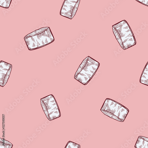 Chef hat engraved seamless pattern. Kitchen small element in hand drawn style.