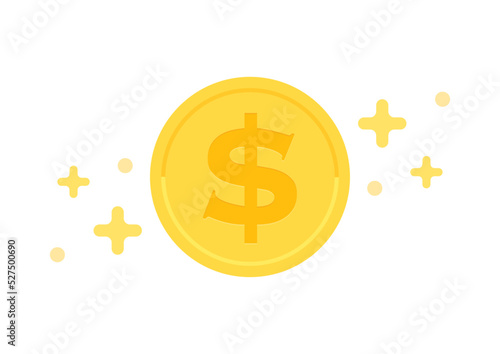 キラキラ光るドルの記号･$の刻印が入ったお金・コイン - アメリカ･オーストラリアなどの通貨のイメージ素材
