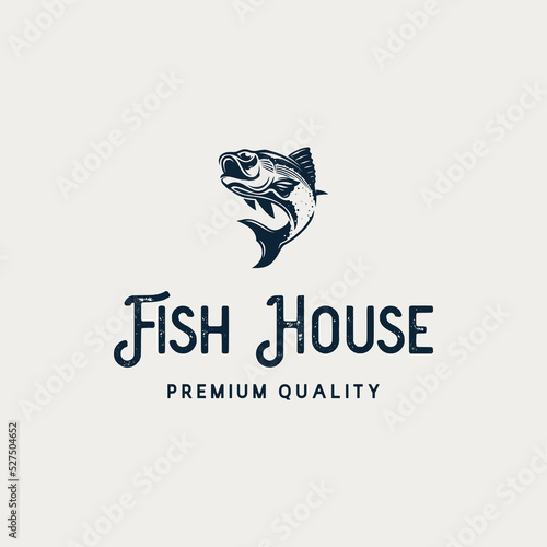 Fish House restaurant logo design template