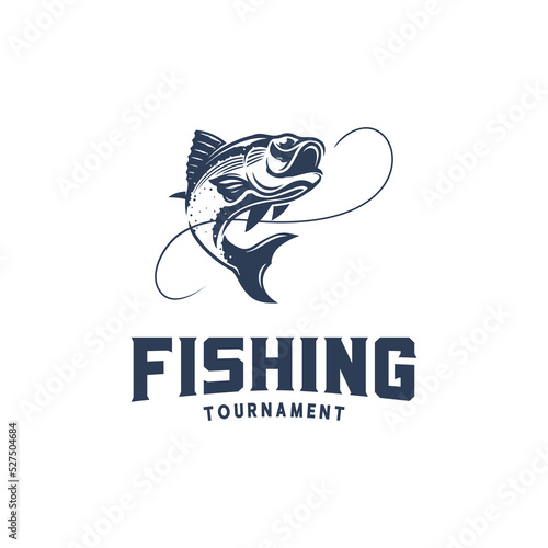Fishing tournament logo design template