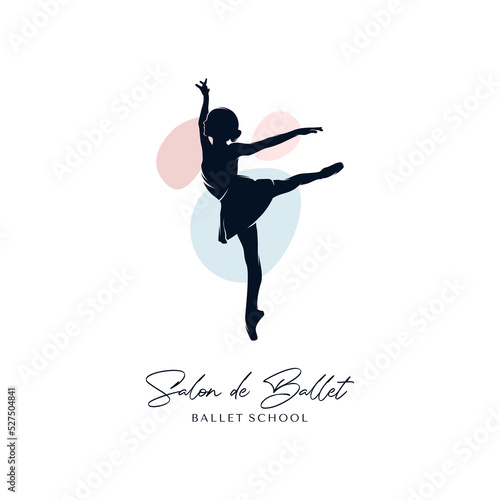 ballet dance illustration logo on white background logo design template
