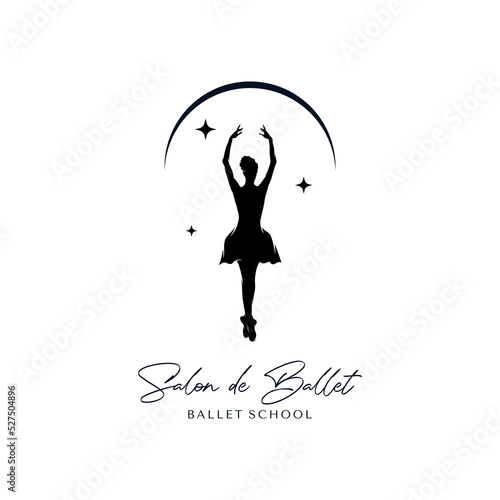 ballet dance illustration logo on white background logo design template