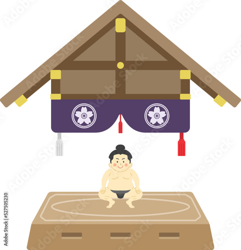 大相撲の土俵にあがった、力士のイラスト
