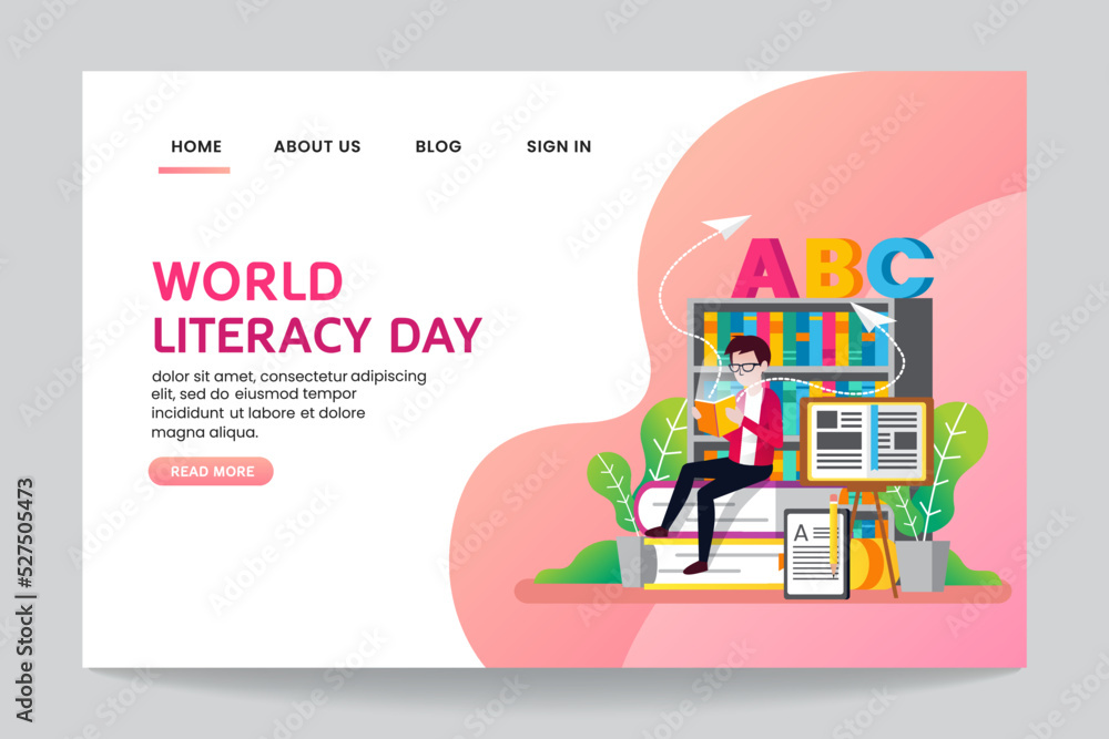 illustration of literacy day landing page
