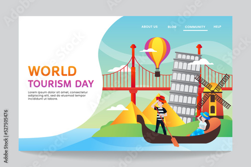 illustration of world tourism day landing page