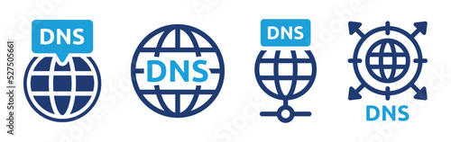 DNS icon set. Internet, network symbol. Technology concept. photo