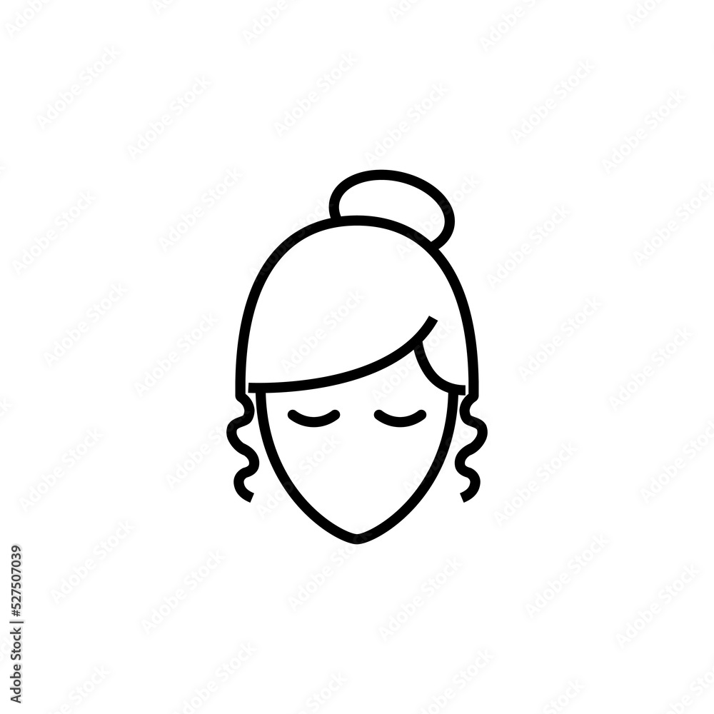 Female face line icon, Pixel perfect of female face line icon, Vector illustration