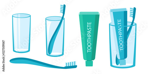 Collection set of oral hygiene tool toothpaste toothbrush