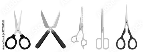 Collection set of isolated cartoon scissors object