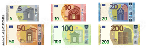 Collection set of cartoon Euro paper money photo