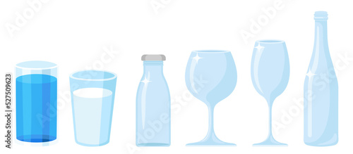 Collection set of cartoon glass bottle and cup