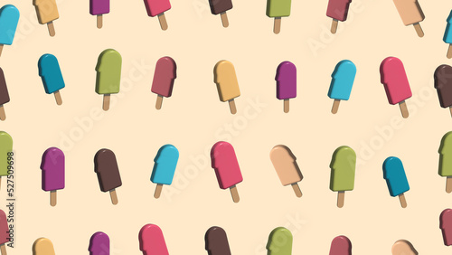 Seamless pattern with COLORFULL OF ICECREAM rainbow eggs on MUJI background by vector 3d concept 