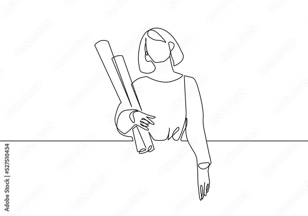 Woman with Drawings Line Art Drawing. Businesswoman Minimalist Black Lines Drawing. Business Concept Continuous One Line Abstract Drawing. Female Working Modern Vector Illustration. Woman with Drawings Line Art Drawing. Businesswoman Minimalist Black Lines Drawing. Business Concept Continuous One Line Abstract Drawing. Female Working Modern Vector Illustration.