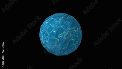 blue crystal stone ball on black background photo