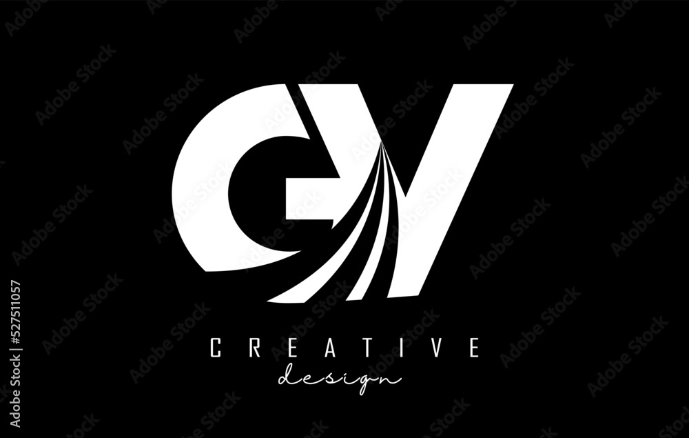 Creative white letters GV g v logo with leading lines and road concept design. Letters with geometric design. Creative white letters GV g v logo with leading lines and road concept design. Letters with geometric design.