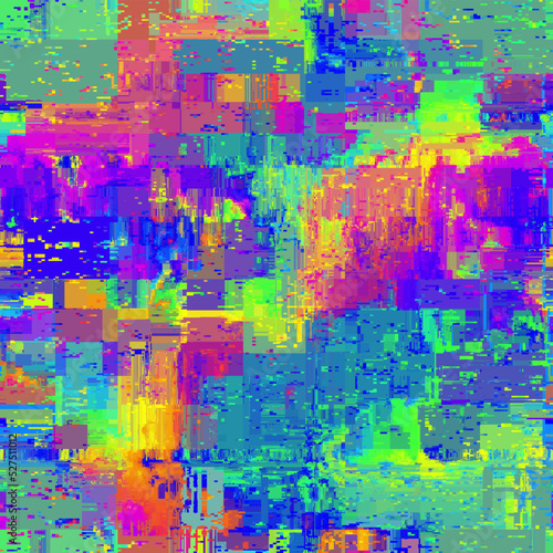 Vector image with imitation of grunge datamoshing texture.