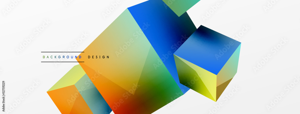 3d vector abstract background. Flying cubes composition. Trendy techno business template for wallpaper, banner, background or landing 3d vector abstract background. Flying cubes composition. Trendy techno business template for wallpaper, banner, background or landing