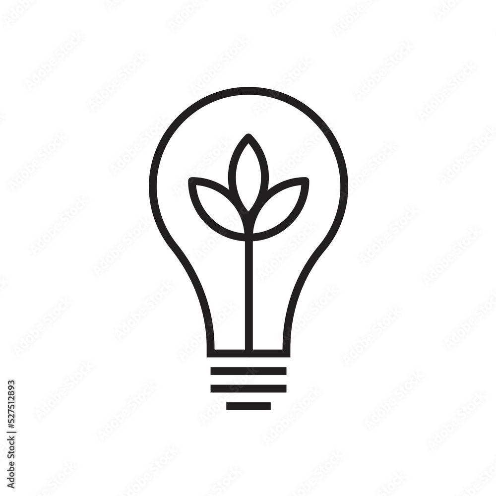 Eco energy vector icon. Light bulb with plant glyph icon. Isolated on white background. vector illustration Eco energy vector icon. Light bulb with plant glyph icon. Isolated on white background. vector illustration