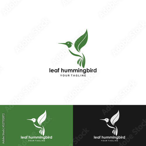modern leaf-winged hummingbird logo