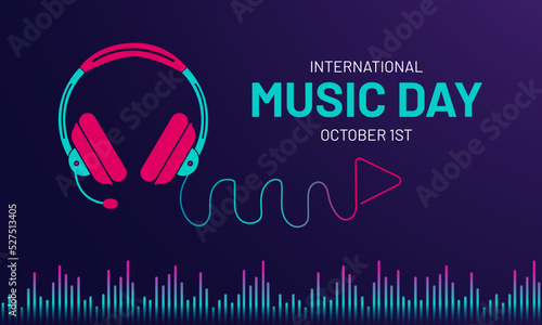 International Music Day October 1st illustration banner on isolated background