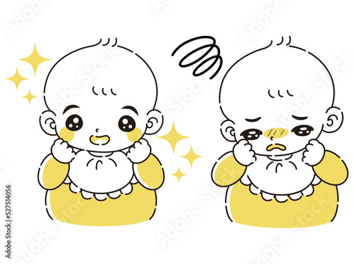ときめきの表情と困っている表情の赤ちゃん　イラストセット