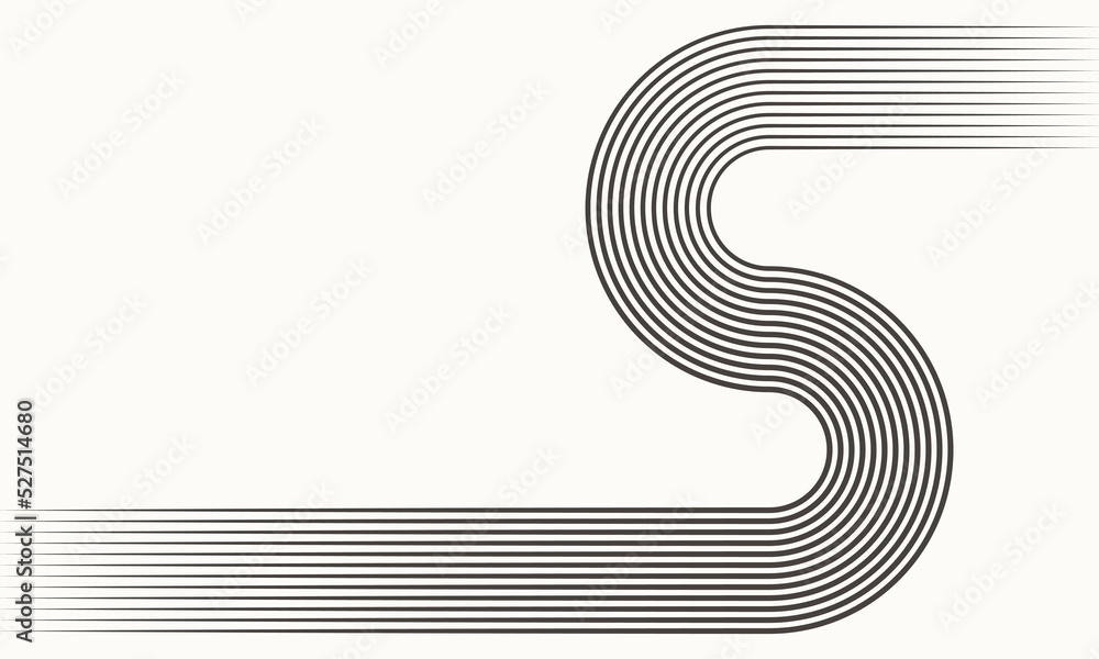 Black and white abstract background with lines as letter S. - obrazy, fototapety, plakaty 