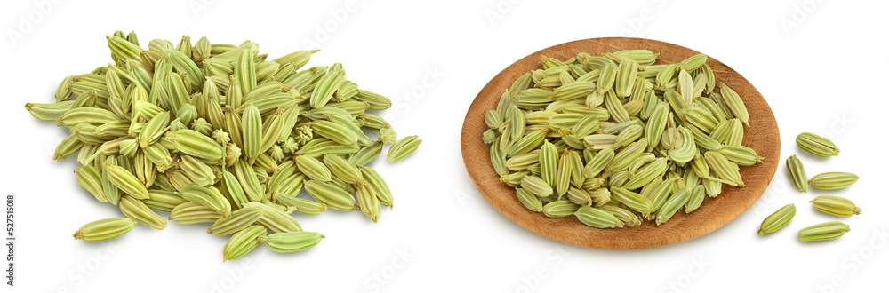 Dried fennel seeds isolated on white background with full depth of field Dried fennel seeds isolated on white background with full depth of field