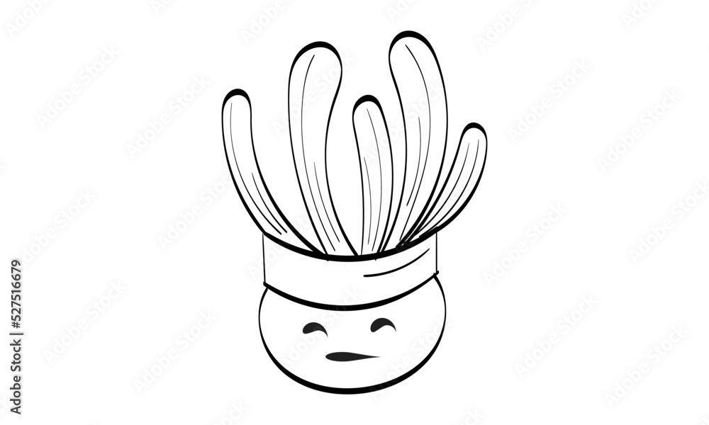 Fototapeta premium Cute Hand Drawn Cactus. Cactus Succulent flower pot.