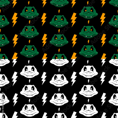 Seamless pattern with crocodile in vector