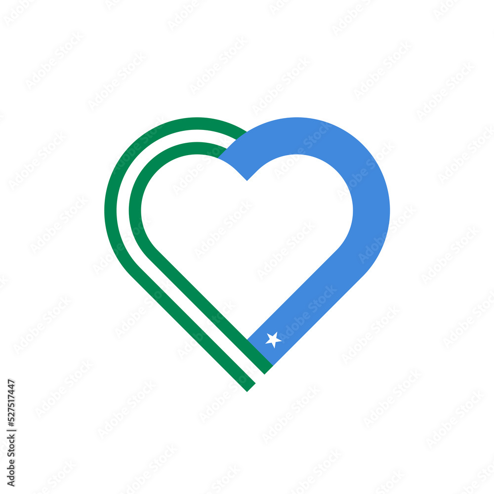 friendship concept. heart ribbon icon of nigeria and somalia flags. vector illustration isolated on white background friendship concept. heart ribbon icon of nigeria and somalia flags. vector illustration isolated on white background