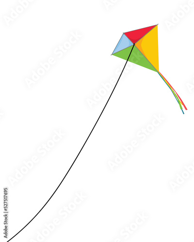 Flying a kite isolated on white background