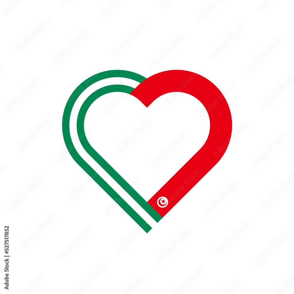 friendship concept. heart ribbon icon of nigeria and tunisia flags. vector illustration isolated on white background friendship concept. heart ribbon icon of nigeria and tunisia flags. vector illustration isolated on white background