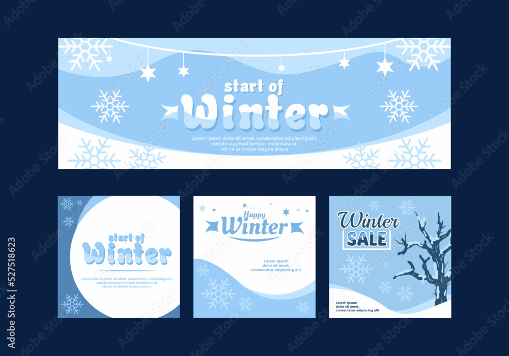 Blue color of winter event banner design