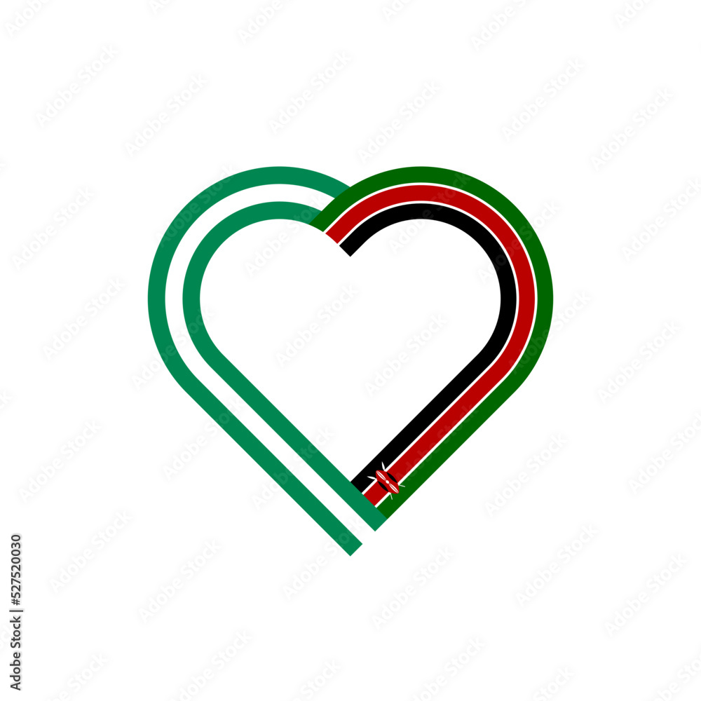 friendship concept. heart ribbon icon of nigeria and kenya flags. vector illustration isolated on white background friendship concept. heart ribbon icon of nigeria and kenya flags. vector illustration isolated on white background