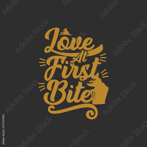 love at first bite retro gold quote text art Calligraphy 