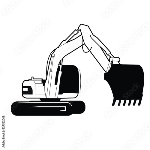 excavator black and white vector design