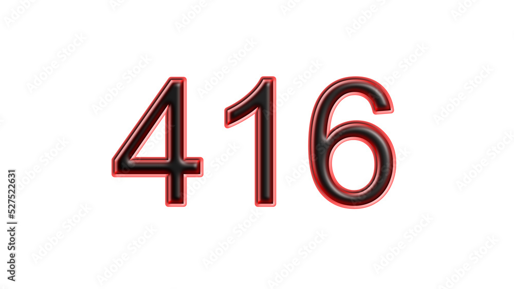 red 416 number 3d effect white background red 416 number 3d effect white background
