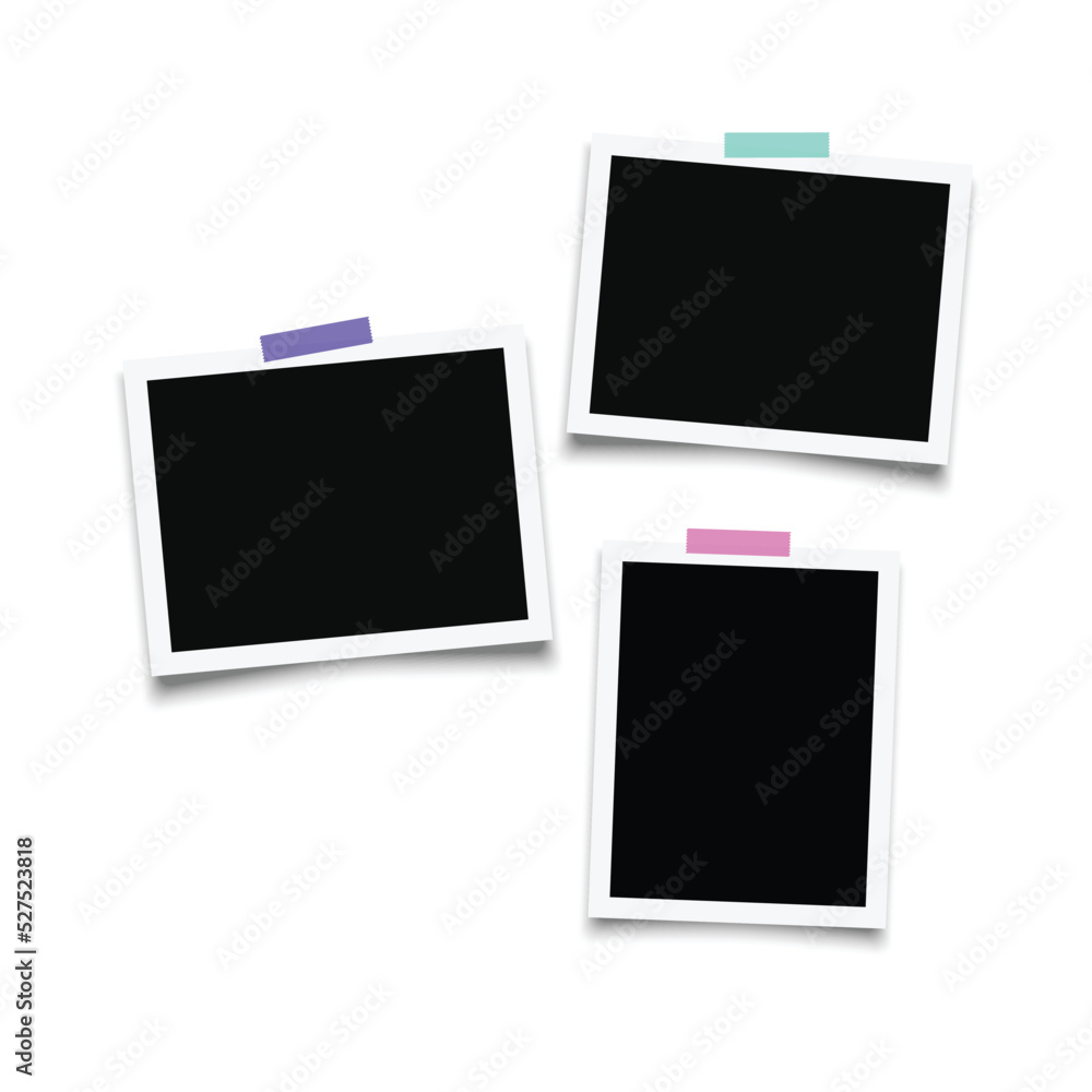 photo polaroid blank frames on white with sticky tap on background photo polaroid blank frames on white with sticky tap on background
